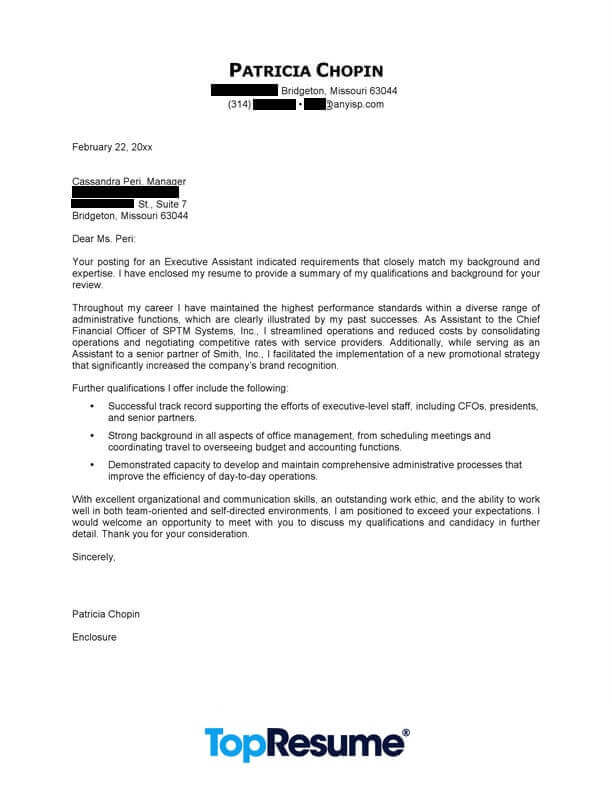 Executive Assistant Cover Letter Example | Professional ...