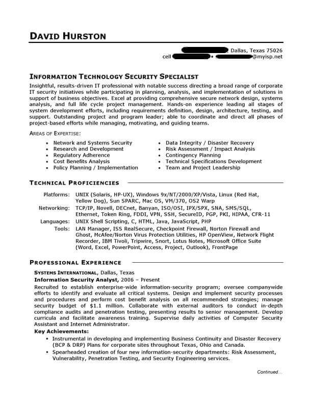 It Resume Sample Professional Resume Examples Topresume